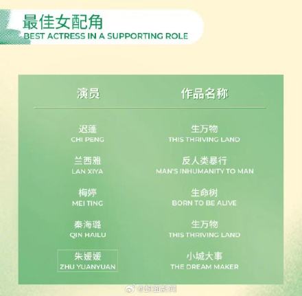 朱媛媛获白玉兰奖最佳女配提名
