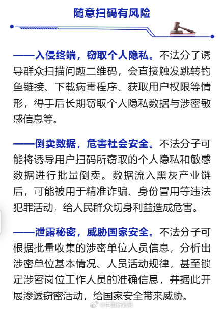 国家安全部提醒:这些码不能随便扫 国家安全部提醒:这些码不能随便扫