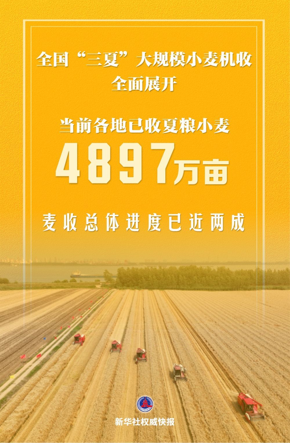 全国“三夏”大规模小麦机收全面展开