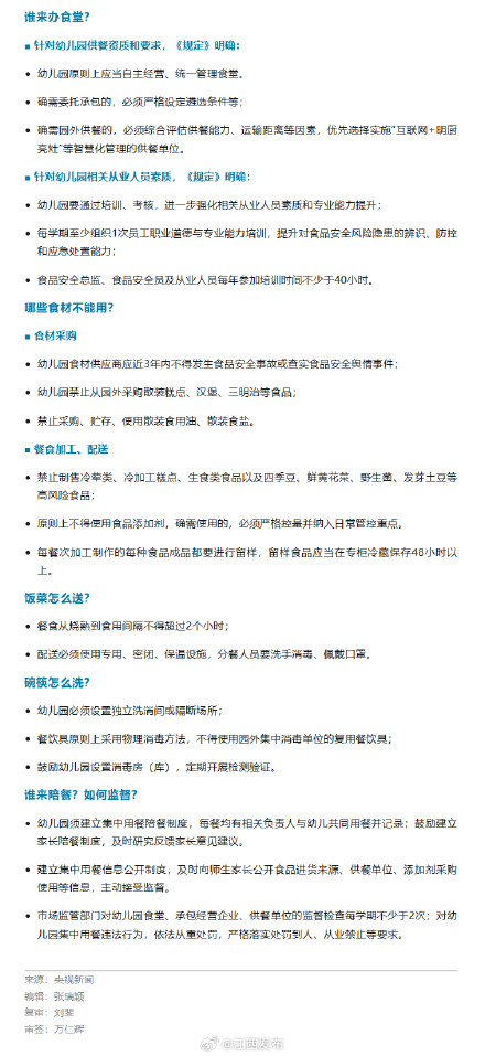 事关幼儿园食品安全!新规6月1日起施行 事关幼儿园食品安全!新规6月1日起施行