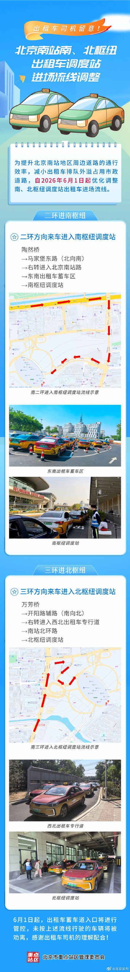 6月1日起，北京南站出租车进场流线有调整