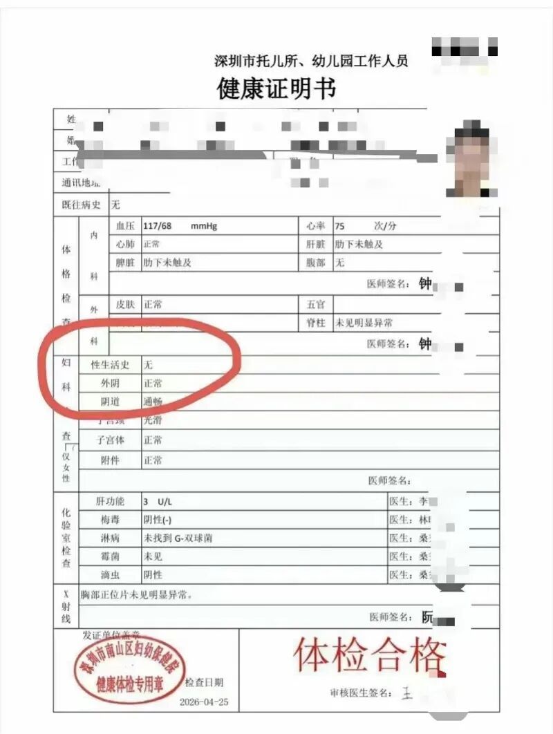 健康证上标注“女性私密”信息?为何越界了 健康证上标注“女性私密”信息?为何越界了