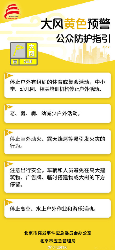 北京大风雷电双预警中 北京大风雷电双预警中