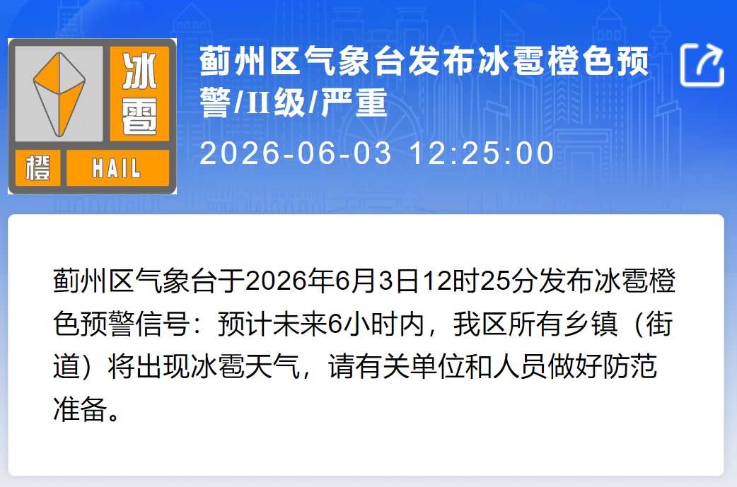 冰雹橙色预警！雷雨+9级风！局地雨强较大！天津多区提醒