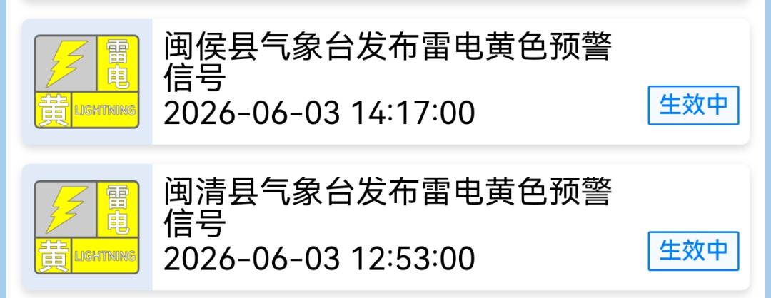 紧急提醒！福州连发多条雷电预警！下班快回家