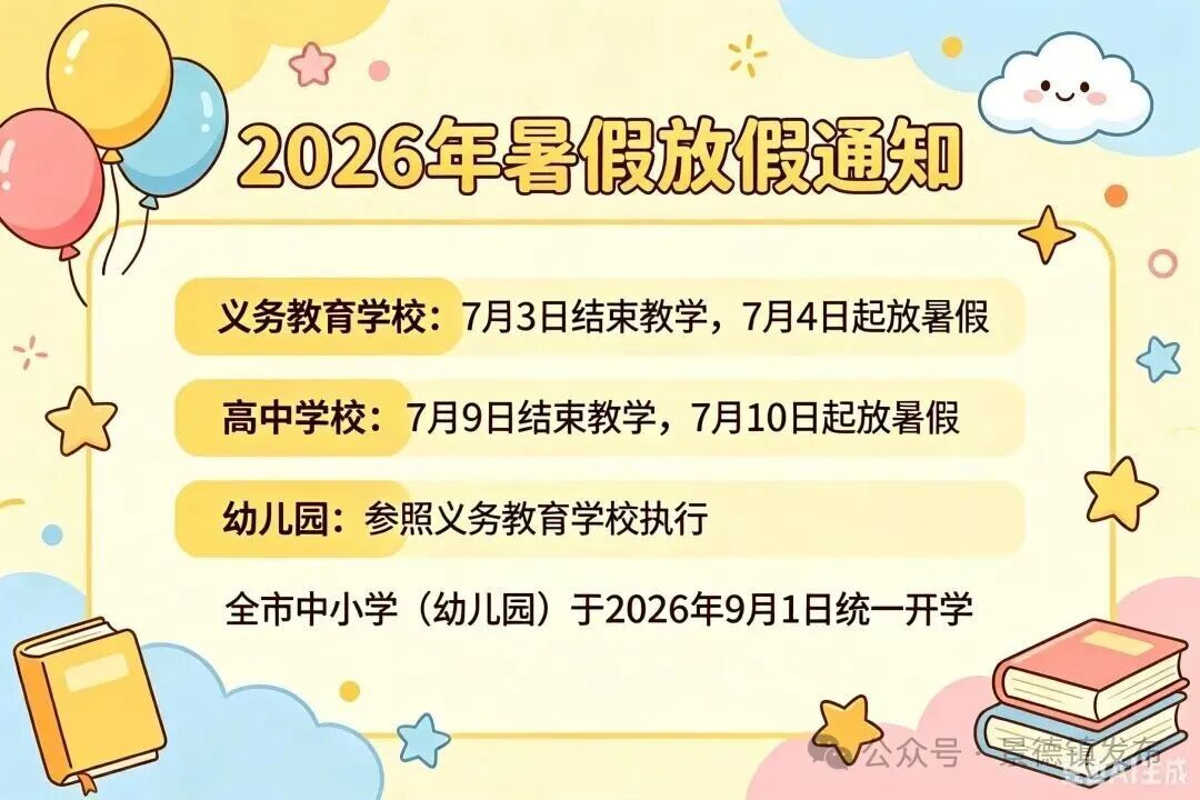 江西三地公布中小学、幼儿园暑假放假时间！