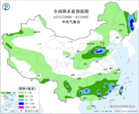 京津冀等地有强对流 黑龙江吉林及江南华南等地有较强降水