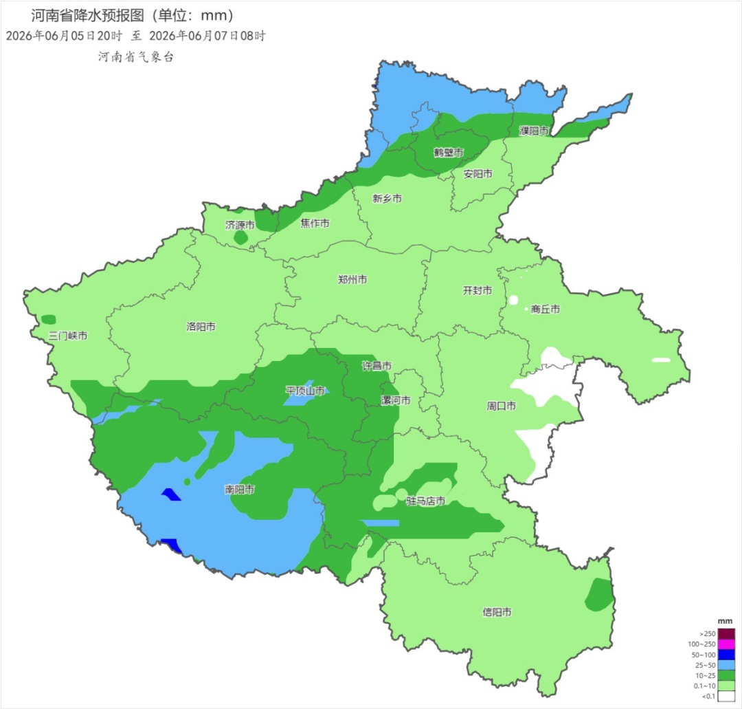 5日夜里至6日，河南省局部暴雨并伴雷暴大风