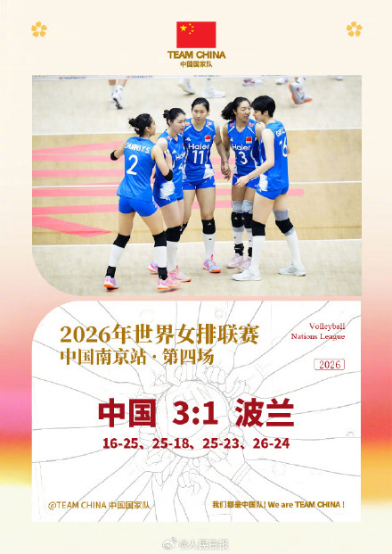 中国女排3比1逆转击败波兰队