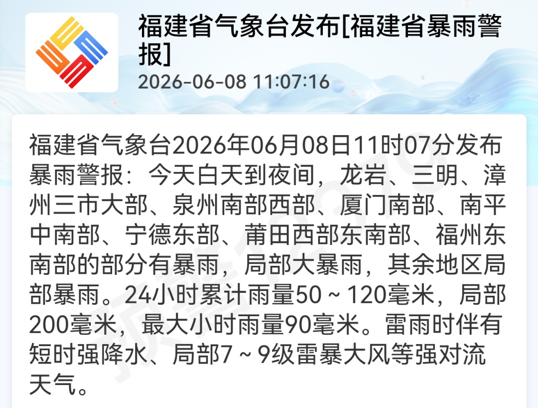 暴雨预警升级!省防指启动防汛应急响应!今天福州局部将有大暴雨 暴雨预警升级!省防指启动防汛应急响应!今天福州局部将有大暴雨