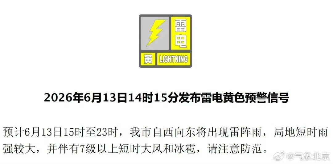 早回家！短时强降雨+大风+冰雹，北京发布雷电黄警！