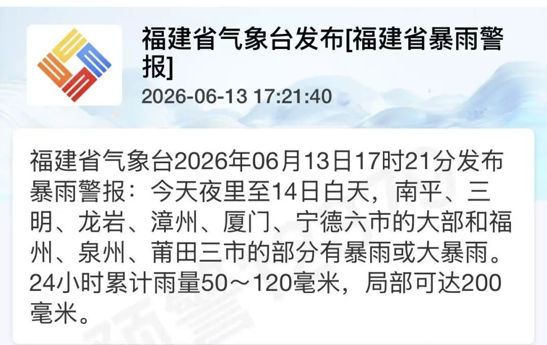 福建暴雨预警升级！今夜起，福州将迎暴雨、大暴雨！