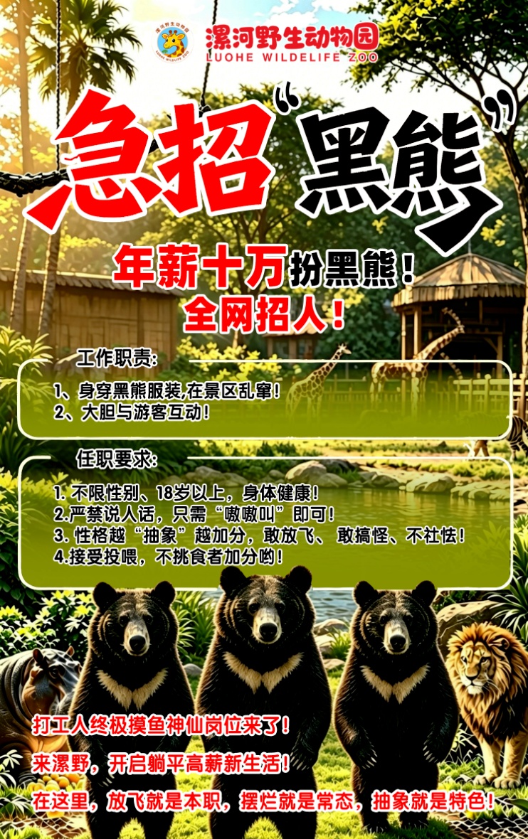 年薪10万,禁说人话!动物园这则招聘火了!“老虎狮子”还在招人 年薪10万,禁说人话!动物园这则招聘火了!“老虎狮子”还在招人