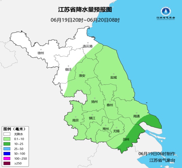19日淮北南部至江淮之间中北部将出现暴雨 19日淮北南部至江淮之间中北部将出现暴雨