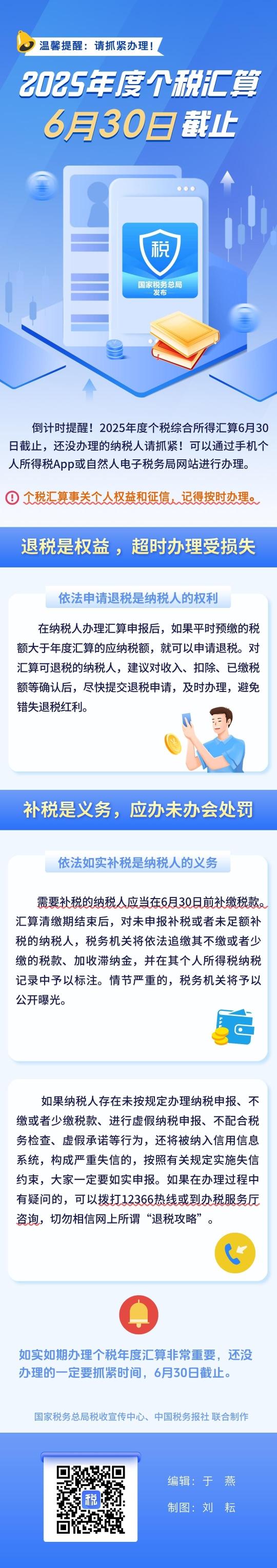 温馨提醒:请抓紧办理!2025年度个税汇算6月30日截止 温馨提醒:请抓紧办理!2025年度个税汇算6月30日截止