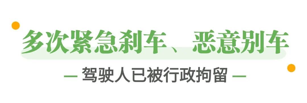 零容忍！多次紧急刹车、恶意别车，驾驶人被拘！