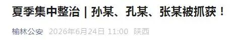 孙某、孔某、张某，被陕西警方抓获！