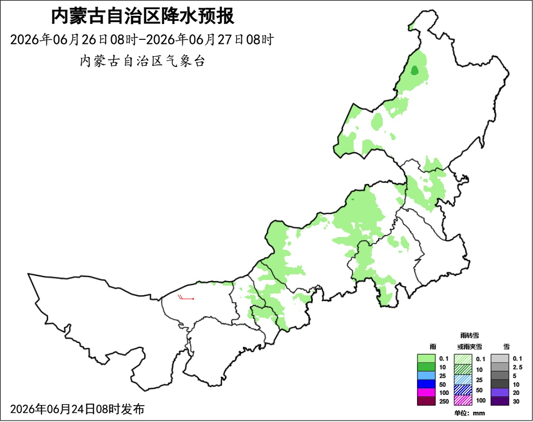未来三天内蒙古降水频繁，赤峰市、通辽市、呼伦贝尔市有中雨，局地大雨
