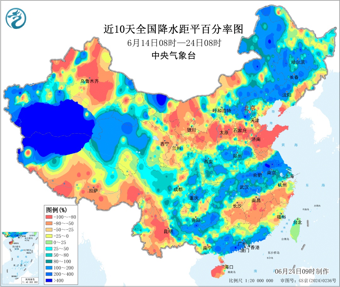 雨量已严重超标，月底暴雨大暴雨重返长江沿线，北方冷涡高温交替上线