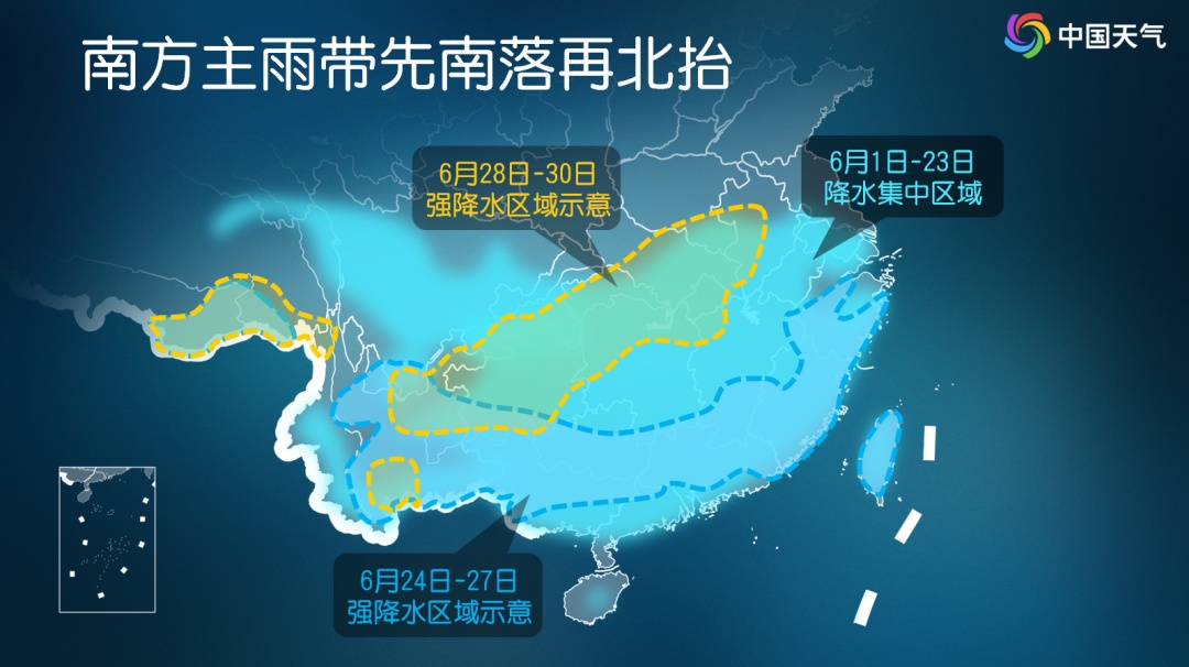 雨量已严重超标，月底暴雨大暴雨重返长江沿线，北方冷涡高温交替上线