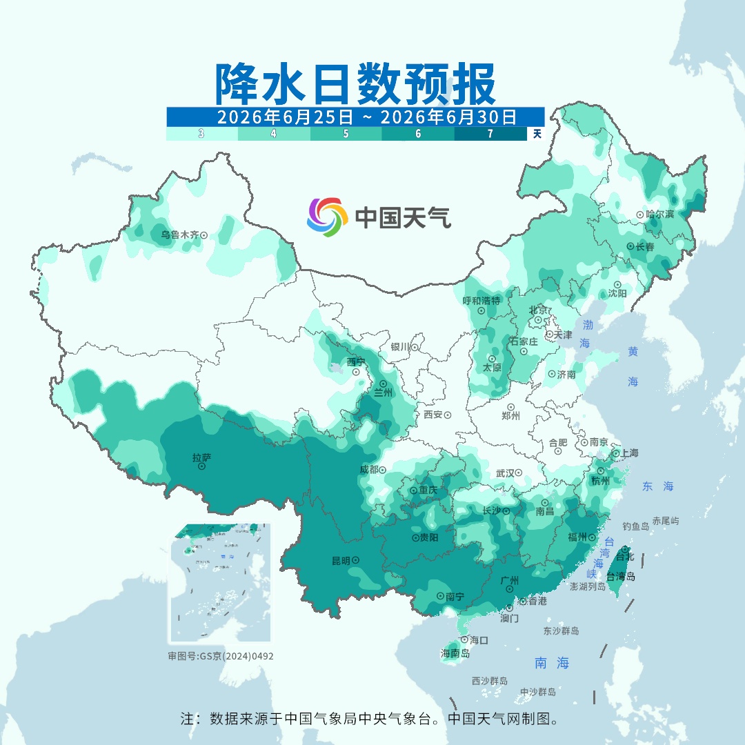 雨量已严重超标，月底暴雨大暴雨重返长江沿线，北方冷涡高温交替上线
