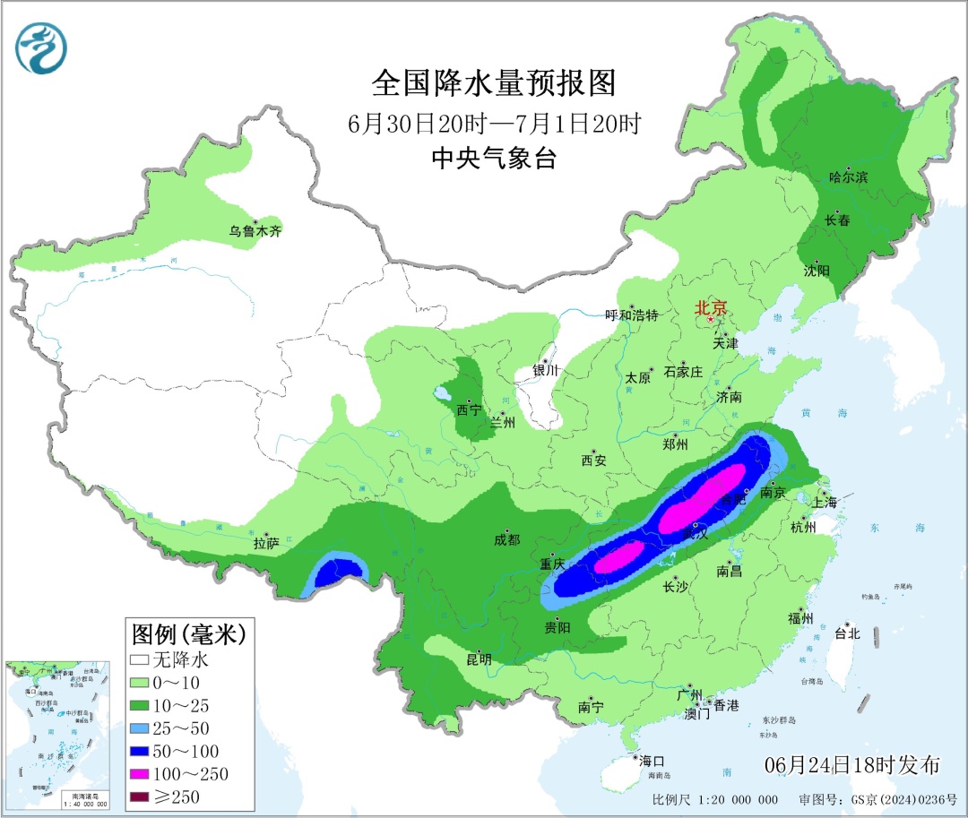 雨量已严重超标，月底暴雨大暴雨重返长江沿线，北方冷涡高温交替上线