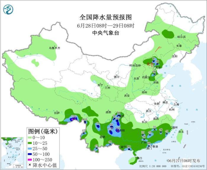 华南云南等地仍有较强降雨 内蒙古华北东北地区多雷阵雨