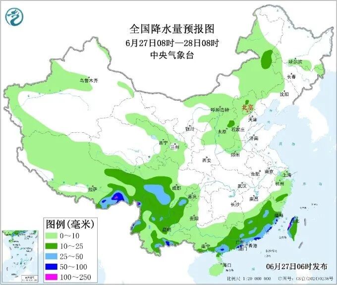 中央气象台：今明两天，江西、福建、广东、广西、云南、四川等地有大雨或暴雨