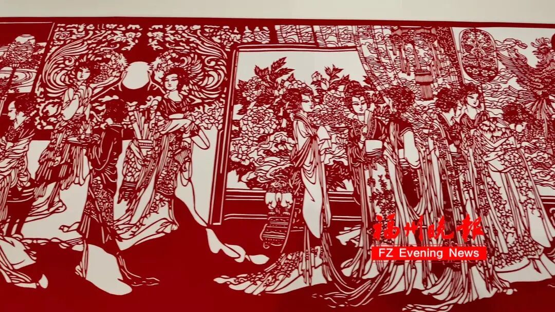 惊艳！3米《红楼梦》仕女剪纸长卷，亮相福州！