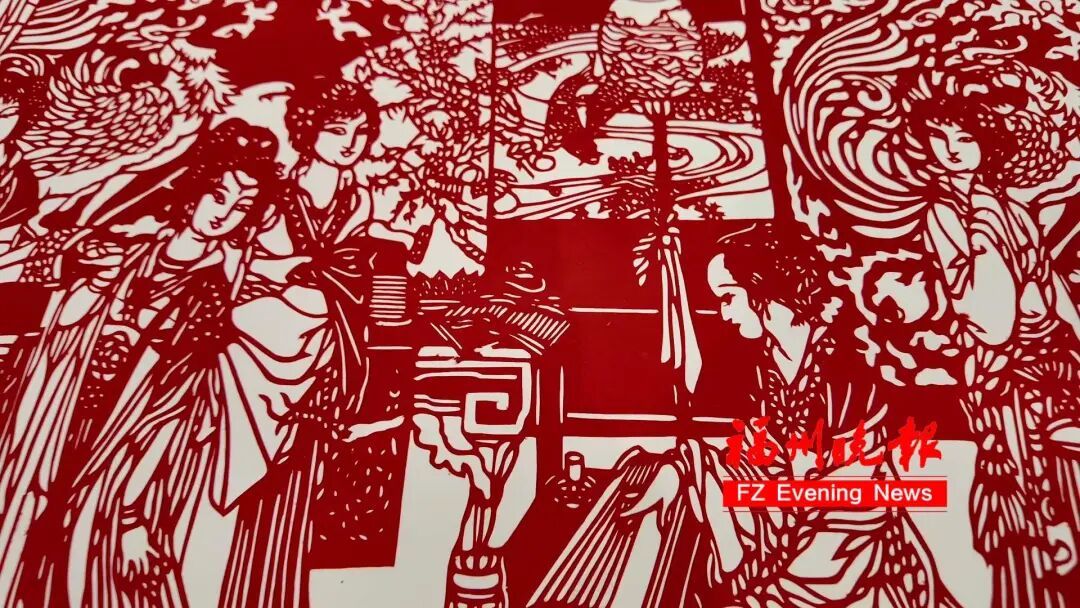 惊艳！3米《红楼梦》仕女剪纸长卷，亮相福州！