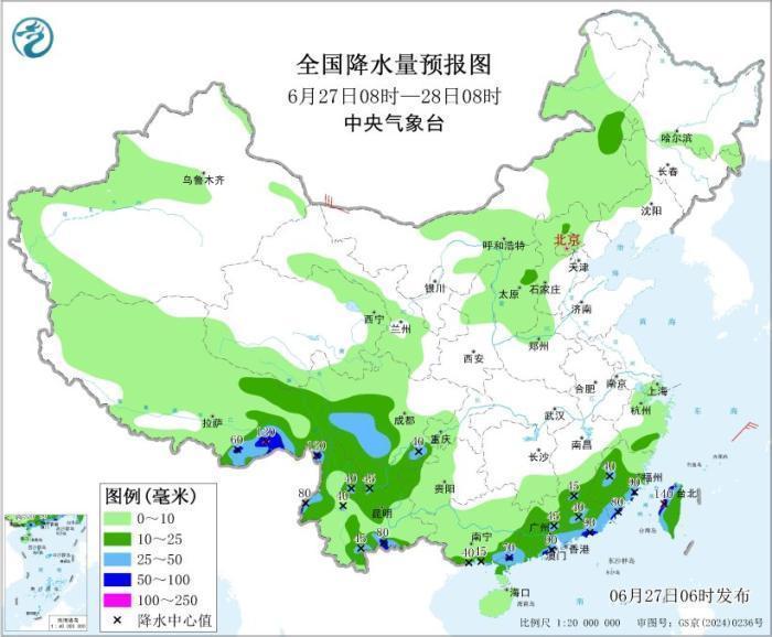 华南云南等地仍有较强降雨 内蒙古华北东北地区多雷阵雨