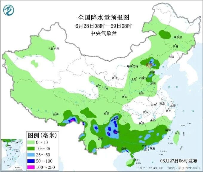 中央气象台：今明两天，江西、福建、广东、广西、云南、四川等地有大雨或暴雨