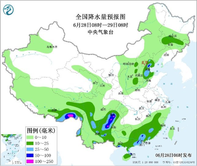 未来三天内蒙古东北华北多强对流天气 28日贵州西藏有较强降雨
