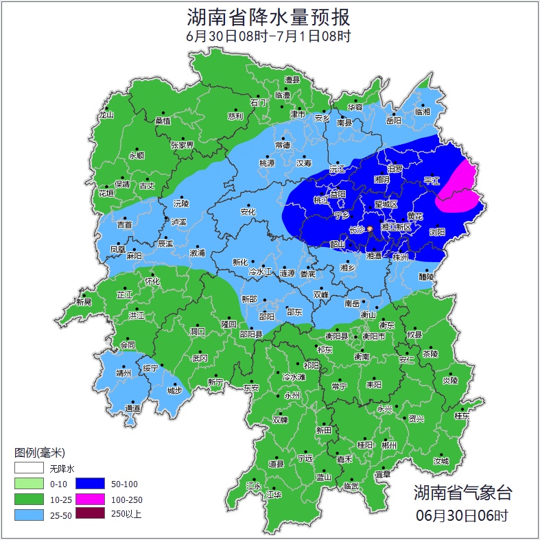 湖南继续发布暴雨蓝色预警，湘中部分地区将出现暴雨