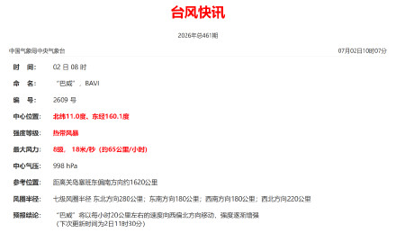 2026年第9号台风“巴威”生成