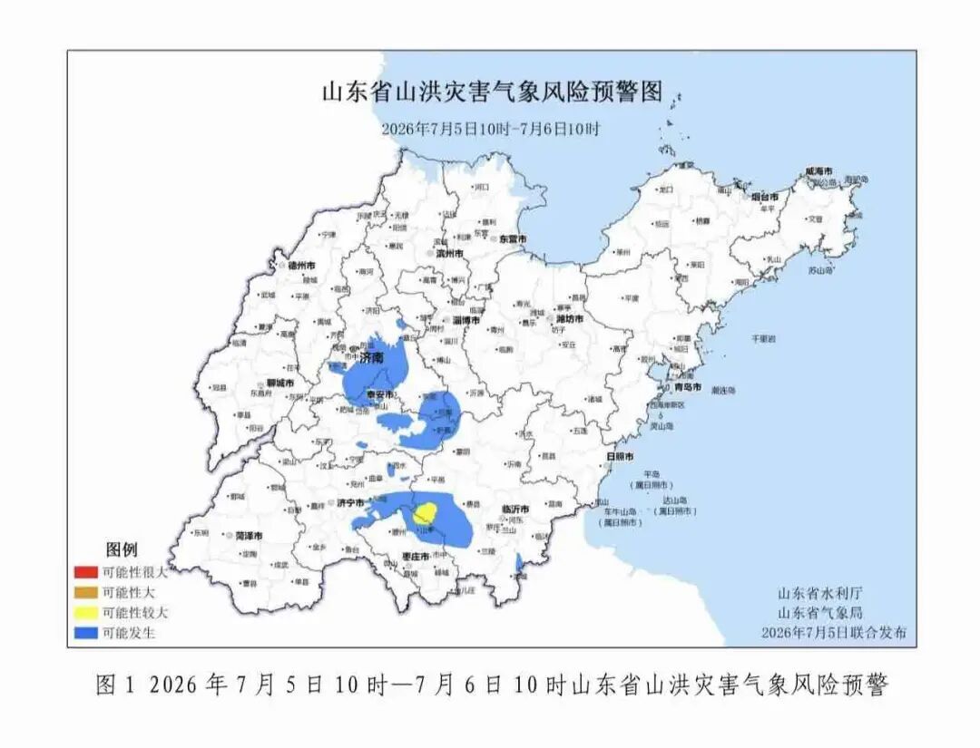 山东发布山洪灾害预警:枣庄临沂局地黄色预警,济南等6市局地蓝色预警 山东发布山洪灾害预警:枣庄临沂局地黄色预警,济南等6市局地蓝色预警