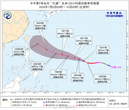 台风“巴威”7月8日前对我国海域无影响 之后趋向台湾以东洋面 台风“巴威”7月8日前对我国海域无影响 之后趋向台湾以东洋面