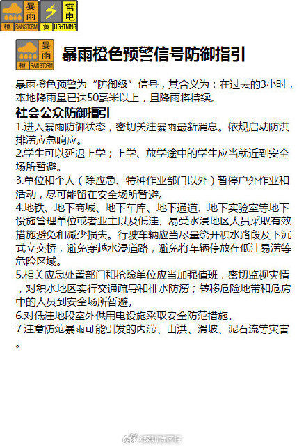 深圳市解除分区暴雨橙色预警信号 深圳市解除分区暴雨橙色预警信号