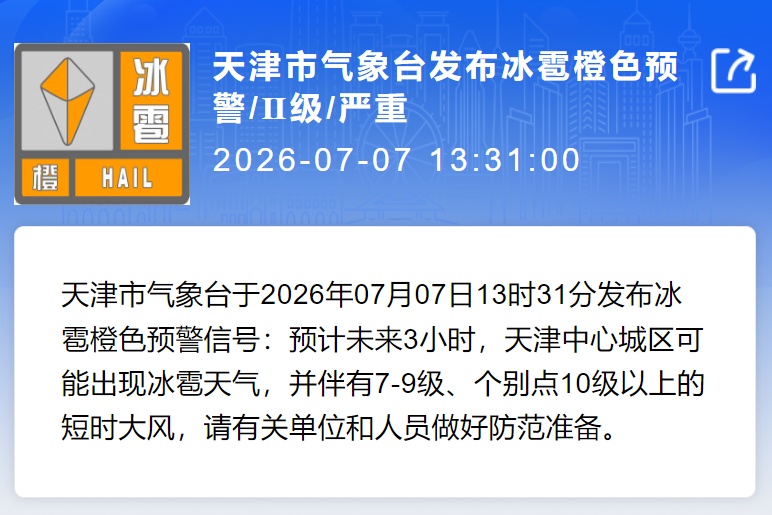 暴雨、冰雹预警!天津启动防汛四级应急响应! 暴雨、冰雹预警!天津启动防汛四级应急响应!
