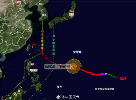台风巴威将向西偏北方向移动 周末开始我国东部将有强风雨