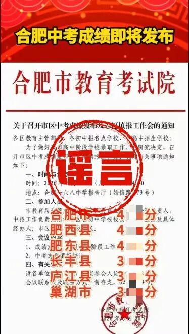 虚构合肥中考分数线，自媒体博主徐某被行拘
