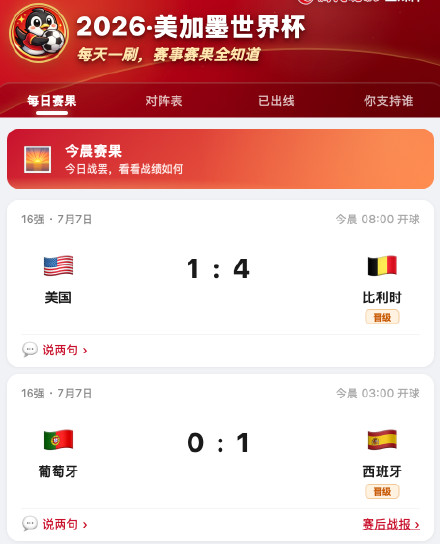 世界杯比利时4比1胜美国 东道主全部被淘汰