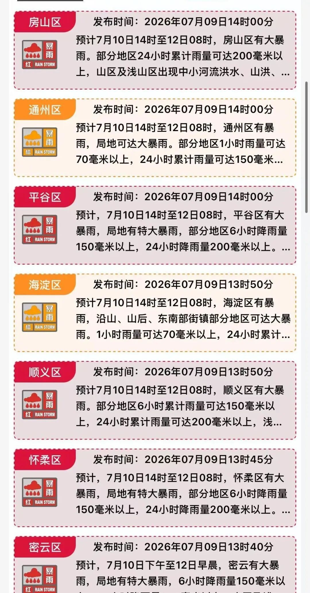 暴雨、大暴雨来了!北京五区发布暴雨红警!注意防范—— 暴雨、大暴雨来了!北京五区发布暴雨红警!注意防范——