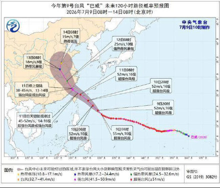 台风“巴威” 体型巨大,几乎可覆盖9个浙江! 台风“巴威” 体型巨大,几乎可覆盖9个浙江!