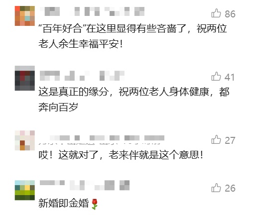 94岁爷爷和86岁奶奶结婚，双方儿女支持！网友：新婚即金婚