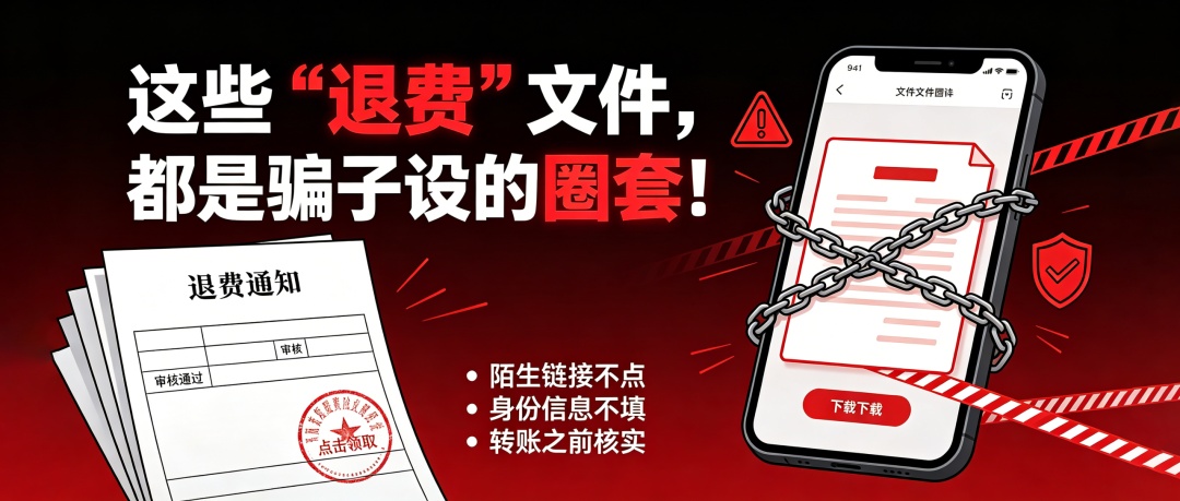 这些“退费”文件，都是骗子设的圈套！
