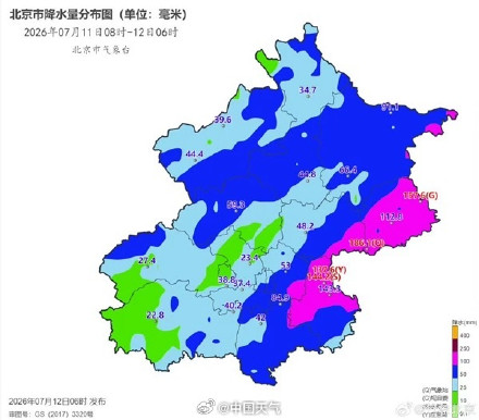 北京全市平均雨量达暴雨