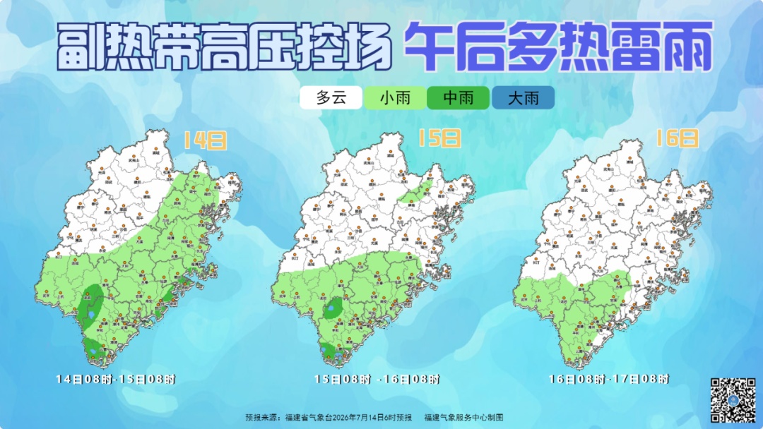 最高气温达38℃,福建未来三天全省大部以晴热天气为主,午后多阵雨或雷阵雨 最高气温达38℃,福建未来三天全省大部以晴热天气为主,午后多阵雨或雷阵雨