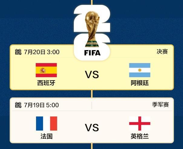 世界杯最新对阵图：阿根廷、西班牙将争冠