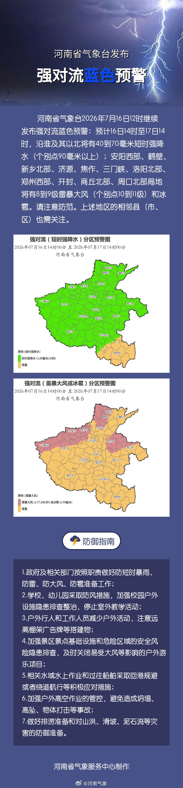 暴雨+强对流!河南发布双预警→ 暴雨+强对流!河南发布双预警→